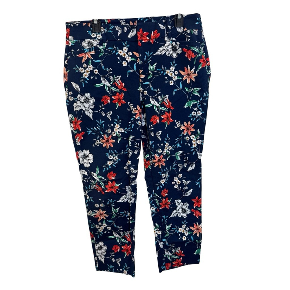 Women Roz & Ali Floral Print Pants Size 12 Blue